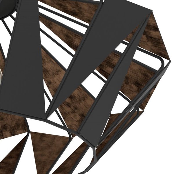 Plafón de techo metálico negro CARLTON, diseño geométricas, Ø470mm E27 (no incl.)