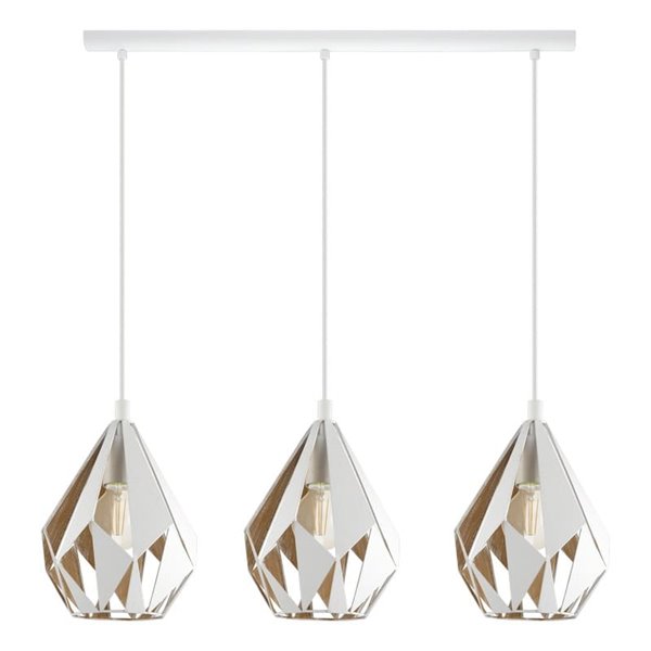 Lámpara colgante con 3 pantallas blancas (dorado interior) suspendidas de acero CARLTON 1, E27 (no incl.)