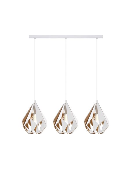 Lámpara colgante con 3 pantallas blancas (dorado interior) suspendidas de acero CARLTON 1, E27 (no incl.)