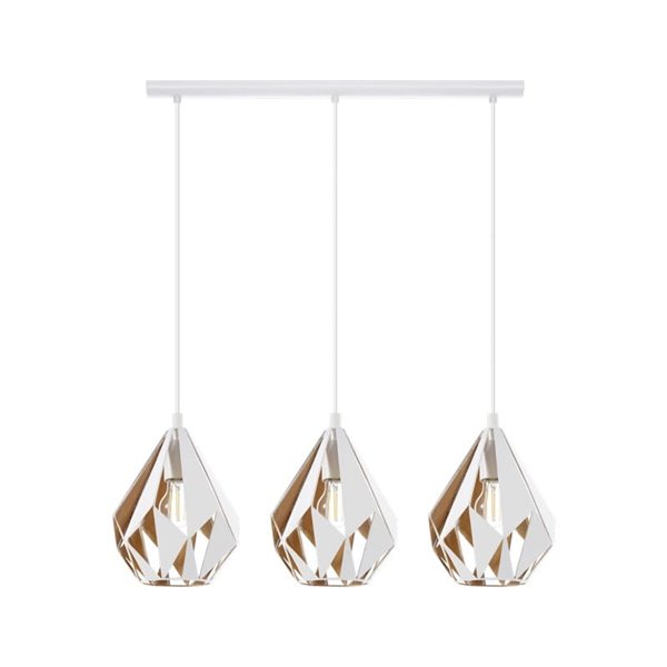 Lámpara colgante con 3 pantallas blancas (dorado interior) suspendidas de acero CARLTON 1, E27 (no incl.)