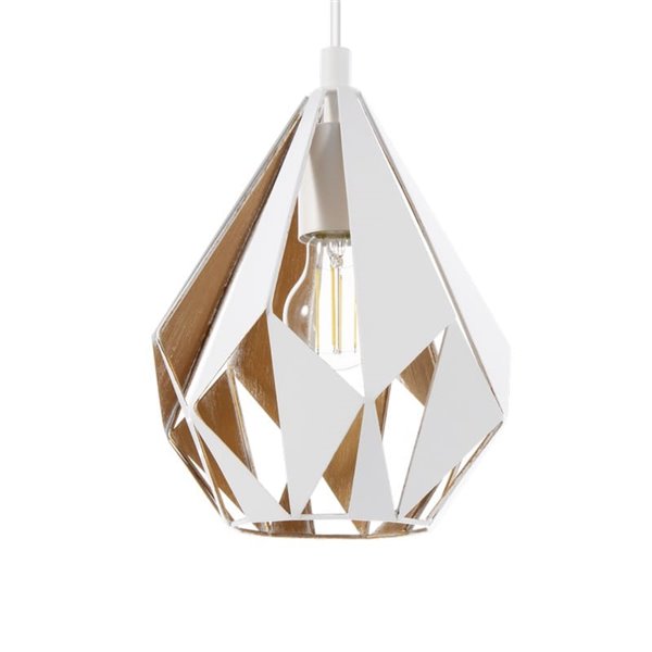 Luminária pendente com 3 cúpulas brancas (interior dourado) suspensa por uma estrutura de aço CARLTON 1, E27 (não incluída).