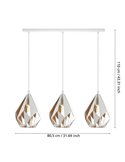 Lámpara colgante con 3 pantallas blancas (dorado interior) suspendidas de acero CARLTON 1, E27 (no incl.)