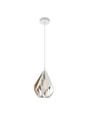 Lámpara colgante de metal blanco y dorado por dentro CARLTON, Ø205mm, E27 (no incl.)