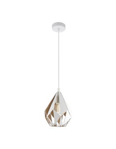 Lámpara colgante de metal blanco y dorado por dentro CARLTON, Ø205mm, E27 (no incl.)