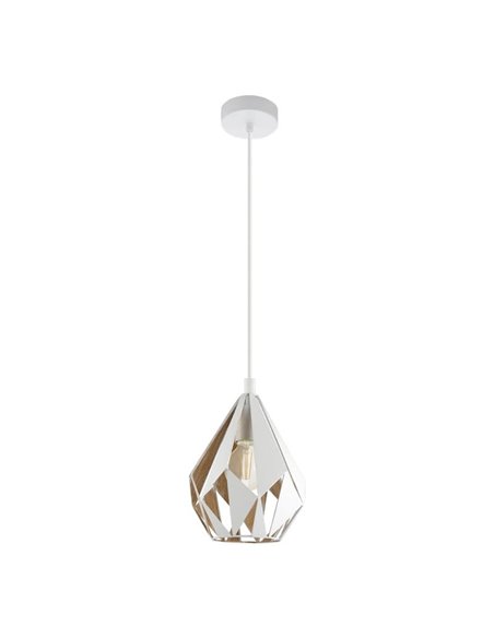 Lámpara colgante de metal blanco y dorado por dentro CARLTON, Ø205mm, E27 (no incl.)