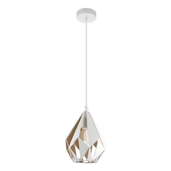 Lámpara colgante de metal blanco y dorado por dentro CARLTON, Ø205mm, E27 (no incl.)