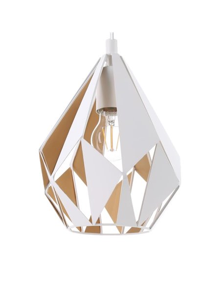 Lámpara colgante de metal blanco y dorado por dentro CARLTON, Ø205mm, E27 (no incl.)