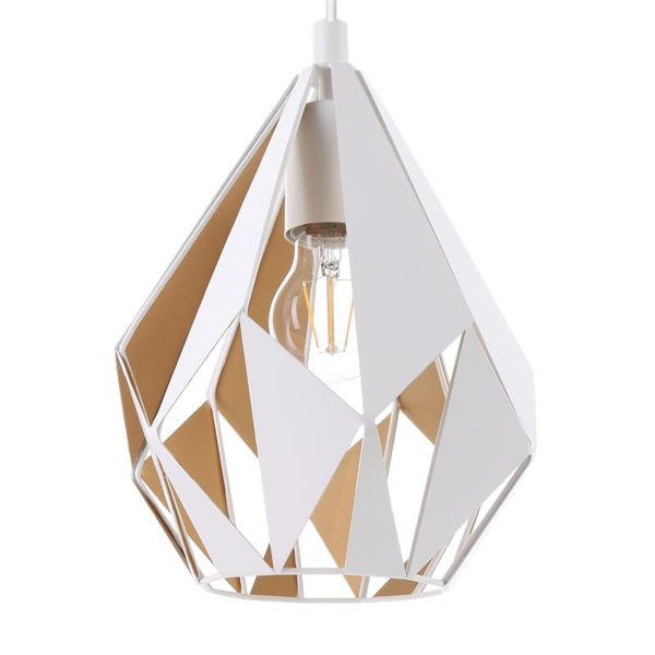Lámpara colgante de metal blanco y dorado por dentro CARLTON, Ø205mm, E27 (no incl.)