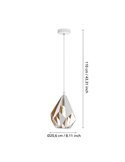 Lámpara colgante de metal blanco y dorado por dentro CARLTON, Ø205mm, E27 (no incl.)