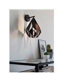 CARLTON 1 applique murale intérieure en métal noir et or, abat-jour en forme de diamant orienté vers le bas, E27 (non inclus)