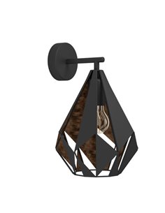 Aplique de interior de metal negro y dorado interior CARLTON 1, pantalla diamante hacia abajo, E27 (no incl.)