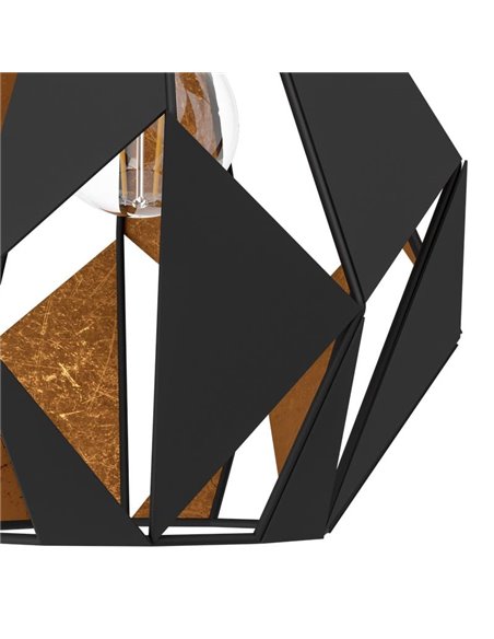 Aplique de interior de metal negro y dorado interior CARLTON 1, pantalla diamante hacia abajo, E27 (no incl.)