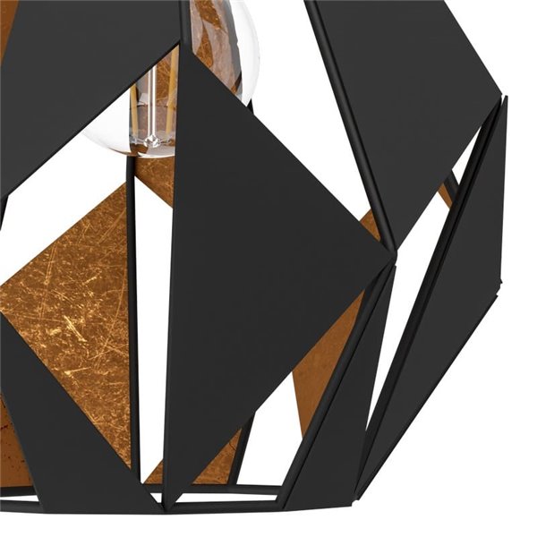Aplique de interior de metal negro y dorado interior CARLTON 1, pantalla diamante hacia abajo, E27 (no incl.)