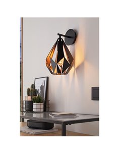 Aplique de interior de metal negro y dorado interior CARLTON 1, pantalla diamante hacia abajo, E27 (no incl.) 2