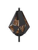 Aplique metálico negro con interior cobre CARLTON 4, pantalla diamante alta, E27 (no incl.)