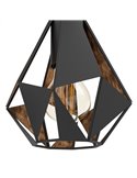 Aplique metálico negro con interior cobre CARLTON 4, pantalla diamante alta, E27 (no incl.)