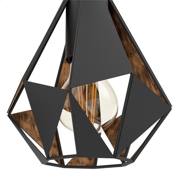 Aplique metálico negro con interior cobre CARLTON 4, pantalla diamante alta, E27 (no incl.)