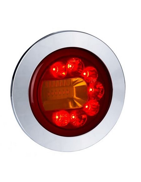 Piloto trasero LED LUNA cromado LZD 2448 / LZD 2449 12/24V 3 funciones ECE E9