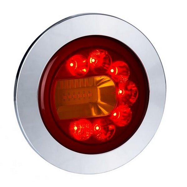 Piloto trasero LED LUNA cromado LZD 2448 / LZD 2449 12/24V 3 funciones ECE E9
