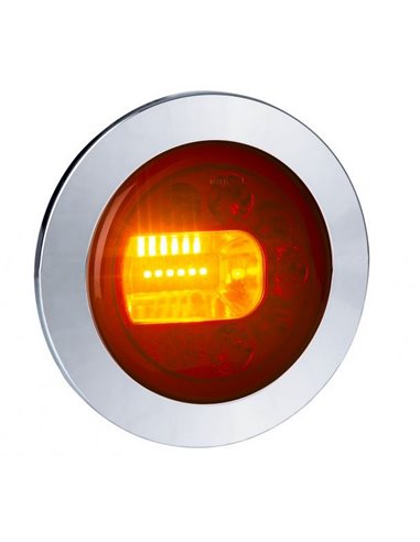 Piloto trasero LED LUNA cromado LZD 2448 / LZD 2449 12/24V 3 funciones ECE E9