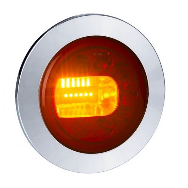 Piloto trasero LED LUNA cromado LZD 2448 / LZD 2449 12/24V 3 funciones ECE E9