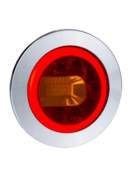 Piloto trasero LED LUNA cromado LZD 2448 / LZD 2449 12/24V 3 funciones ECE E9