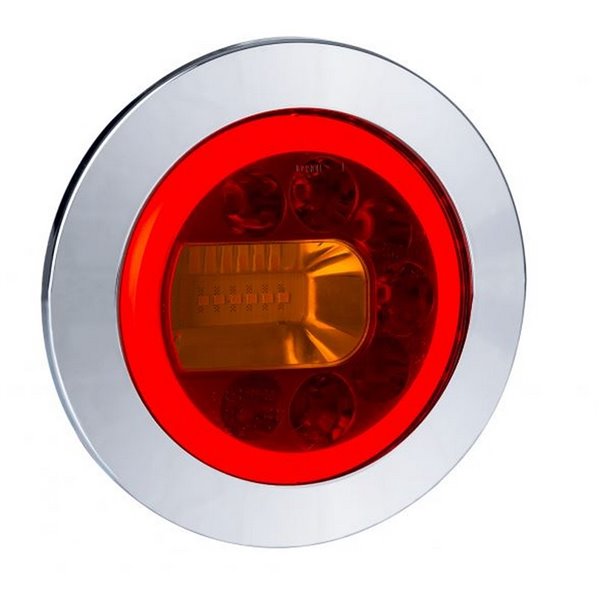 Piloto trasero LED LUNA cromado LZD 2448 / LZD 2449 12/24V 3 funciones ECE E9