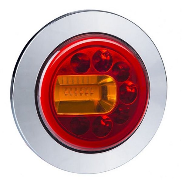 Piloto trasero LED LUNA cromado LZD 2448 / LZD 2449 12/24V 3 funciones ECE E9