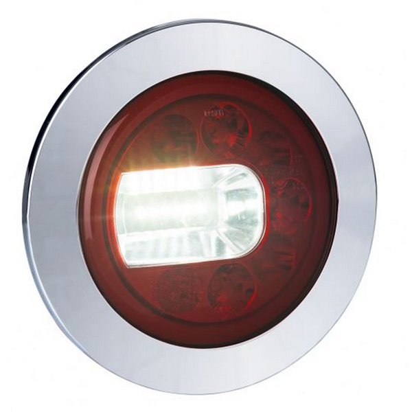 Lanterna traseira LUNA LED, cromada, LZD 2452 / LZD 2453, luzes de posição, neblina e ré, 12/24V, IP68