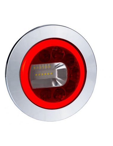 Feu arrière LUNA LED, chromé, LZD 2452 / LZD 2453, feu de position, antibrouillard et de recul, 12/24 V, IP68