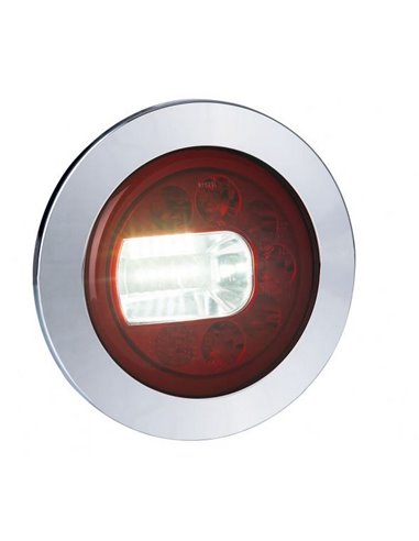 Feu arrière LUNA LED, chromé, LZD 2452 / LZD 2453, feu de position, antibrouillard et de recul, 12/24 V, IP68