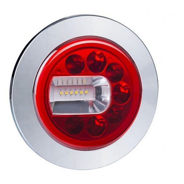 Lanterna traseira LUNA LED, cromada, LZD 2452 / LZD 2453, luzes de posição, neblina e ré, 12/24V, IP68