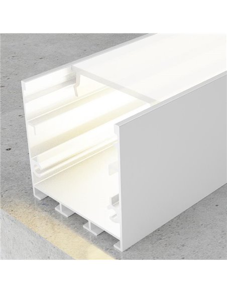 Profilé de surface/suspension en aluminium pour rubans LED FATE, blanc, avec diffuseur et accessoires, 2 mètres, 35 x 35 mm