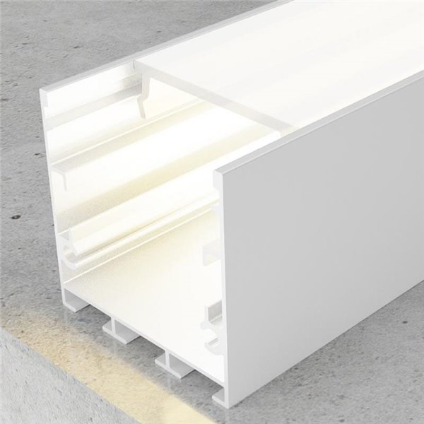 Profilé de surface/suspension en aluminium pour rubans LED FATE, blanc, avec diffuseur et accessoires, 2 mètres, 35 x 35 mm