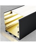 Perfil aluminio superficie/colgante para tiras LED FATE negro con difusor y accesorios 2 metros, 35x35mm