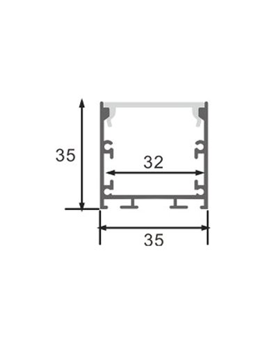 Perfil aluminio superficie/colgante para tiras LED FATE negro con difusor y accesorios 2 metros, 35x35mm