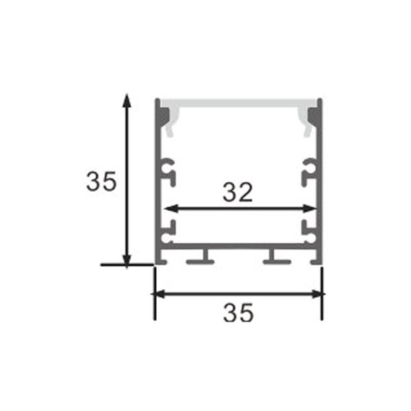 Perfil aluminio superficie/colgante para tiras LED FATE negro con difusor y accesorios 2 metros, 35x35mm
