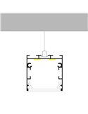 Perfil aluminio superficie/colgante para tiras LED FATE negro con difusor y accesorios 2 metros, 35x35mm