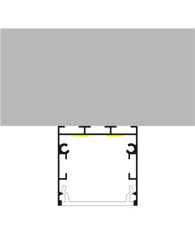 Perfil aluminio superficie/colgante para tiras LED FATE negro con difusor y accesorios 2 metros, 35x35mm