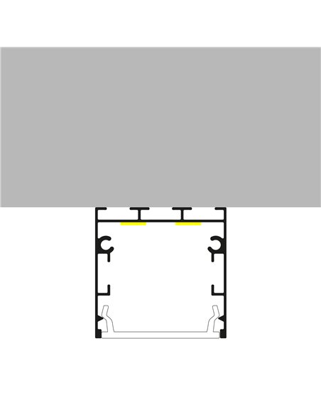 Perfil aluminio superficie/colgante para tiras LED FATE negro con difusor y accesorios 2 metros, 35x35mm