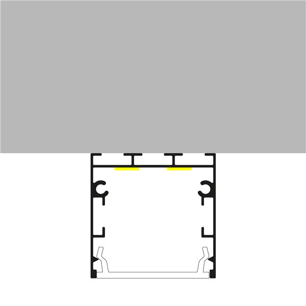 Perfil aluminio superficie/colgante para tiras LED FATE negro con difusor y accesorios 2 metros, 35x35mm