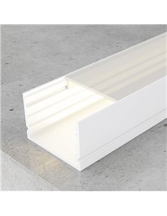 Perfil aluminio de superficie para tiras LED ROK blanco con difusor, tapas y grapas 2 metros, 30x20mm