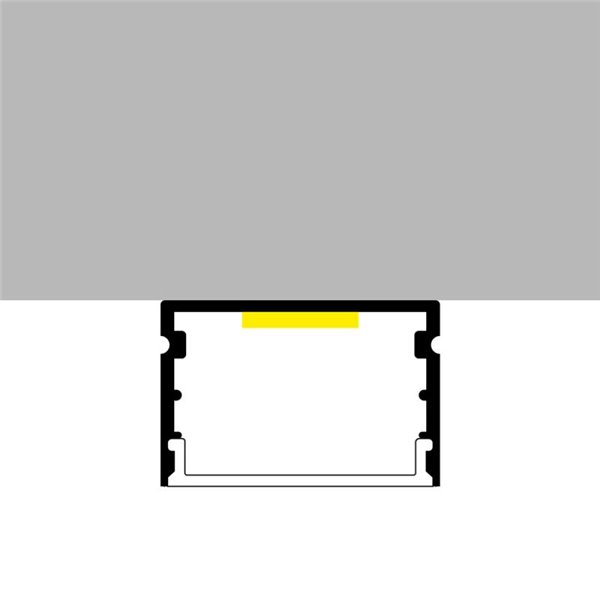 Perfil aluminio de superficie para tiras LED ROK lacado negro con difusor, tapas y grapas 2 metros, 30x20mm