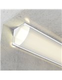 Perfil de aluminio esquina L para tiras LED lacado blanco con difusor y grapas 2 metros, 16x16mm