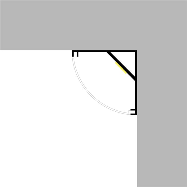 Perfil de canto em alumínio lacado branco, em formato de L, para fitas de LED, com difusor e clipes, 2 metros, 16x16mm