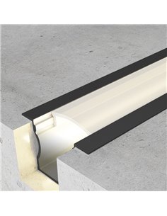 Perfil empotrable para tiras LED HIGH CON ALAS negro lacado con difusor, tapas y grapas 2 metros, 24x14,2mm