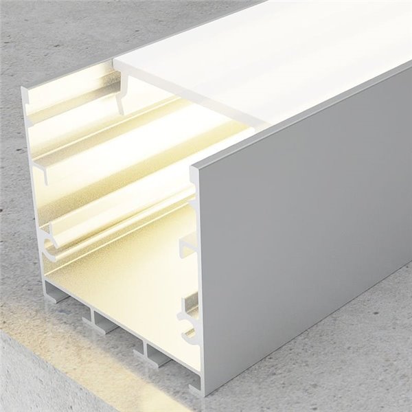 Perfil de alumínio para fitas de LED FATE, com difusor e acessórios, 2 metros, 35x35mm