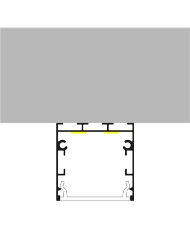 Perfil aluminio superficie/colgante para tiras LED FATE aluminio con difusor y accesorios 2 metros, 35x35mm