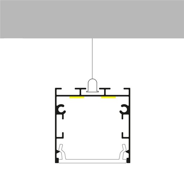 Perfil aluminio superficie/colgante para tiras LED FATE aluminio con difusor y accesorios 2 metros, 35x35mm