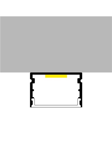 Perfil de superficie aluminio para tiras LED ROK con difusor, tapas y grapas 2 metros, 30x20mm